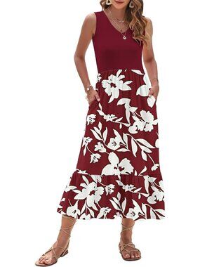 Floral Maxi Dress for Women - Casual Sleeveless V-Neck Summer Style